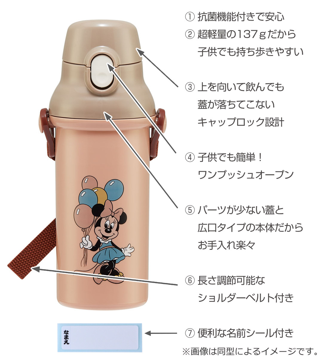 MICKEY MOUSE（ミッキーマウス） 水筒 キッズ 480ml 抗菌 直飲み