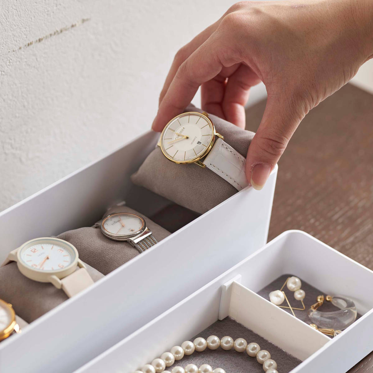 RIN（山崎実業） 山崎実業 RIN トレー付きスリムアクセサリー＆時計