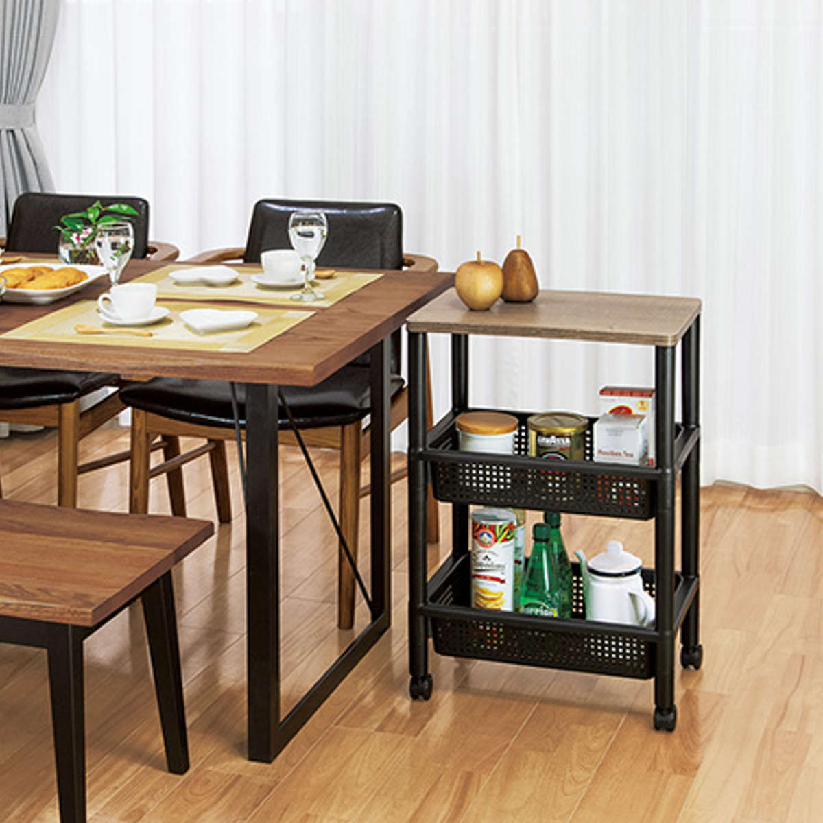 不動技研（FUDOGIKEN） キッチンワゴン ウッドスタイルワゴン （ 日本