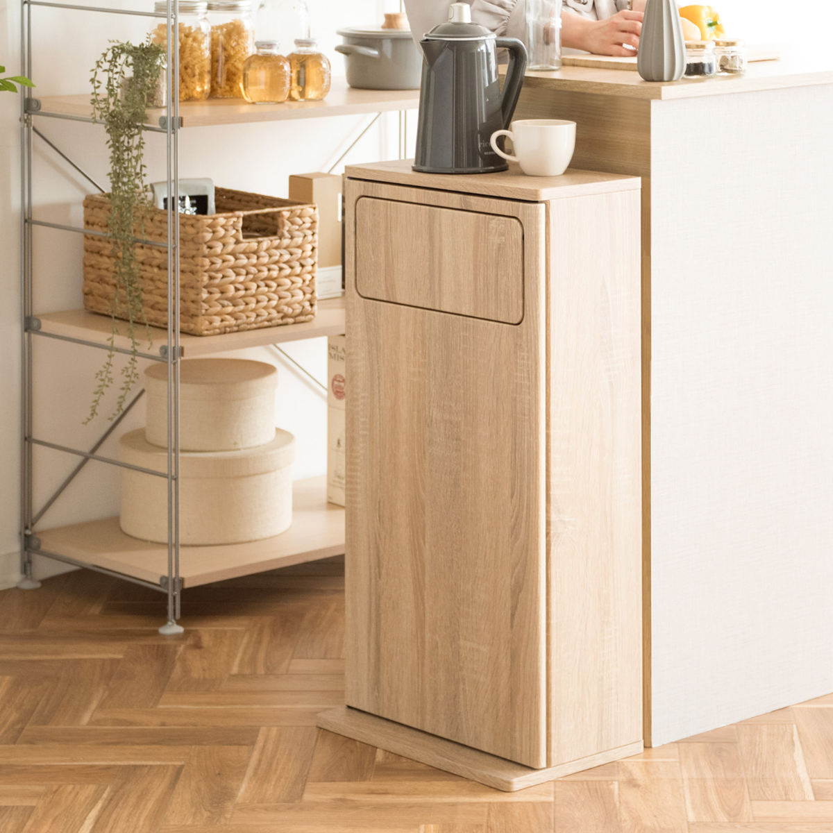 宮武製作所 ゴミ箱 30L プッシュ 木目調 （ ごみ箱 30リットル 幅40