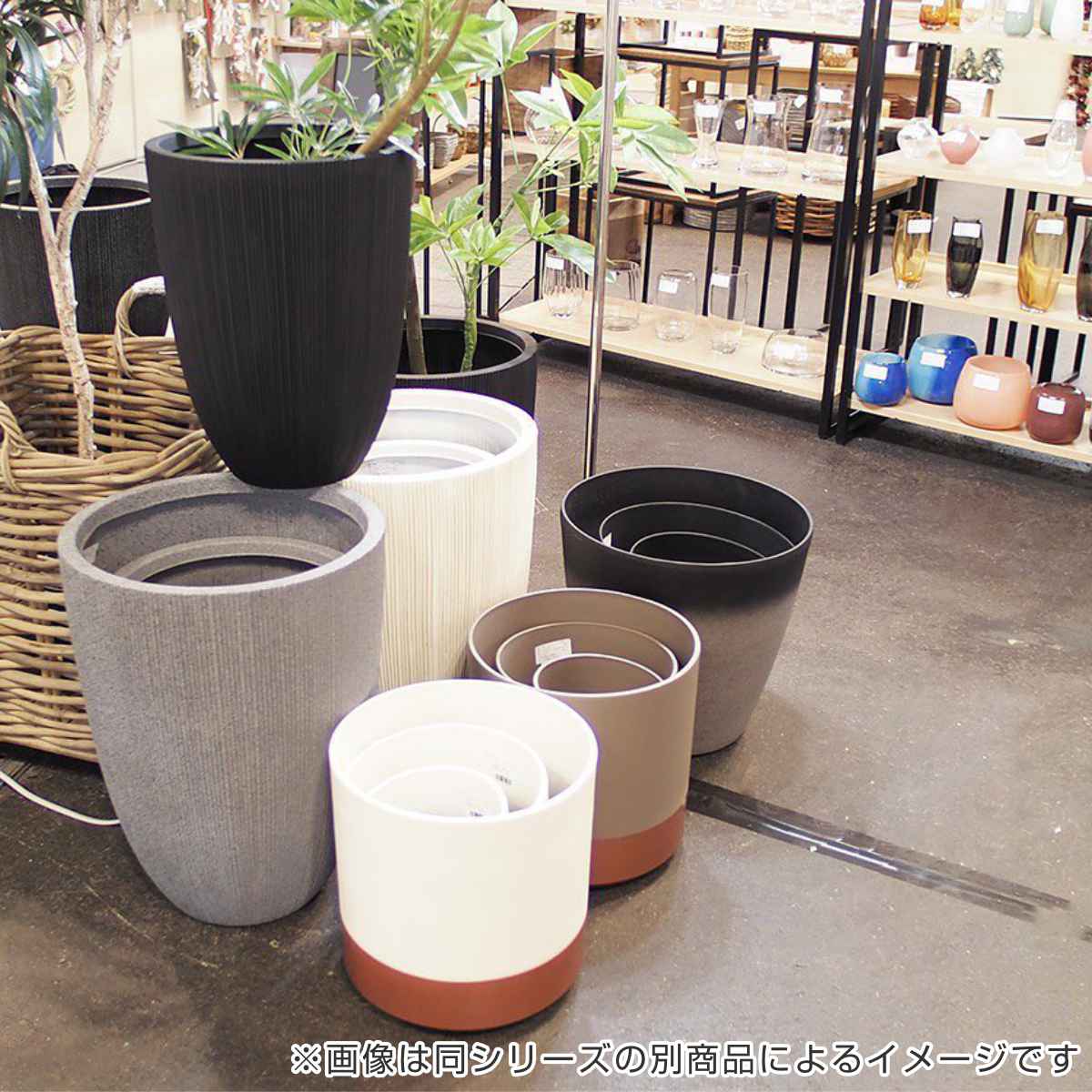 プランター FR円錐ポットホワイトストーン M 直径35×高さ37cm