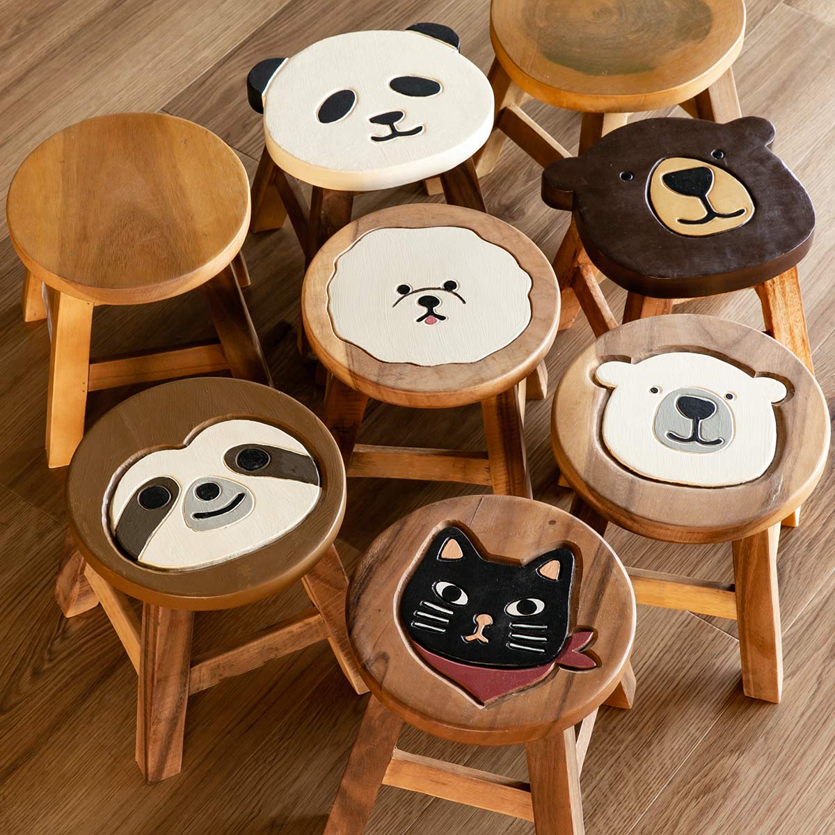 スツール カエル 木製 天然木 丸椅子 （ 丸 ウッドスツール 子ども