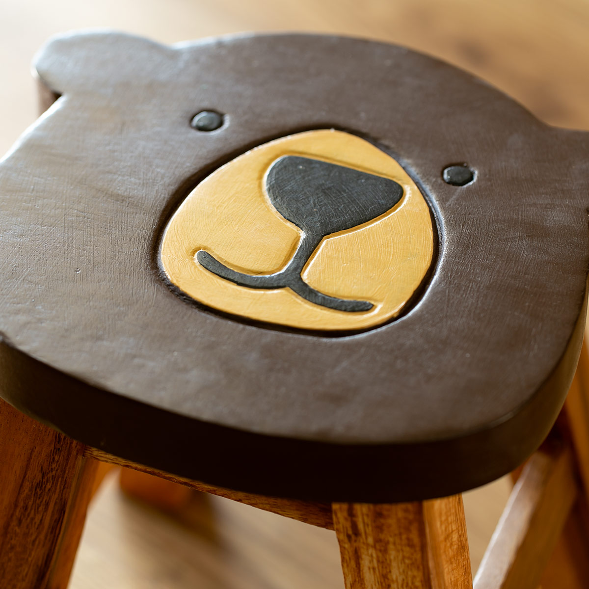 スツール クマ 木製 天然木 丸椅子 （ 丸 ウッドスツール 子ども 椅子