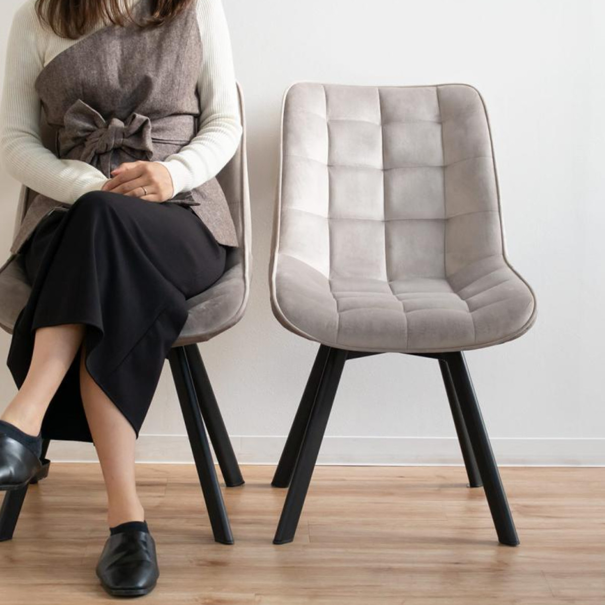 特典付き ダイニングチェア 回転 1脚 ベロアチェア 座面高42cm