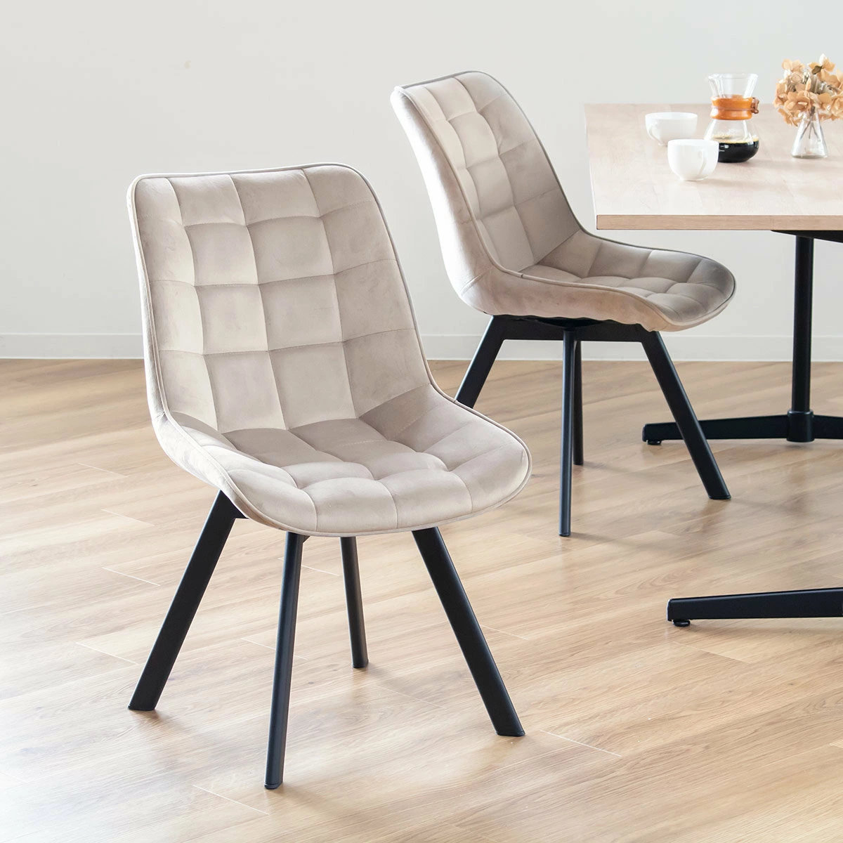 特典付き ダイニングチェア 回転 1脚 ベロアチェア 座面高42cm