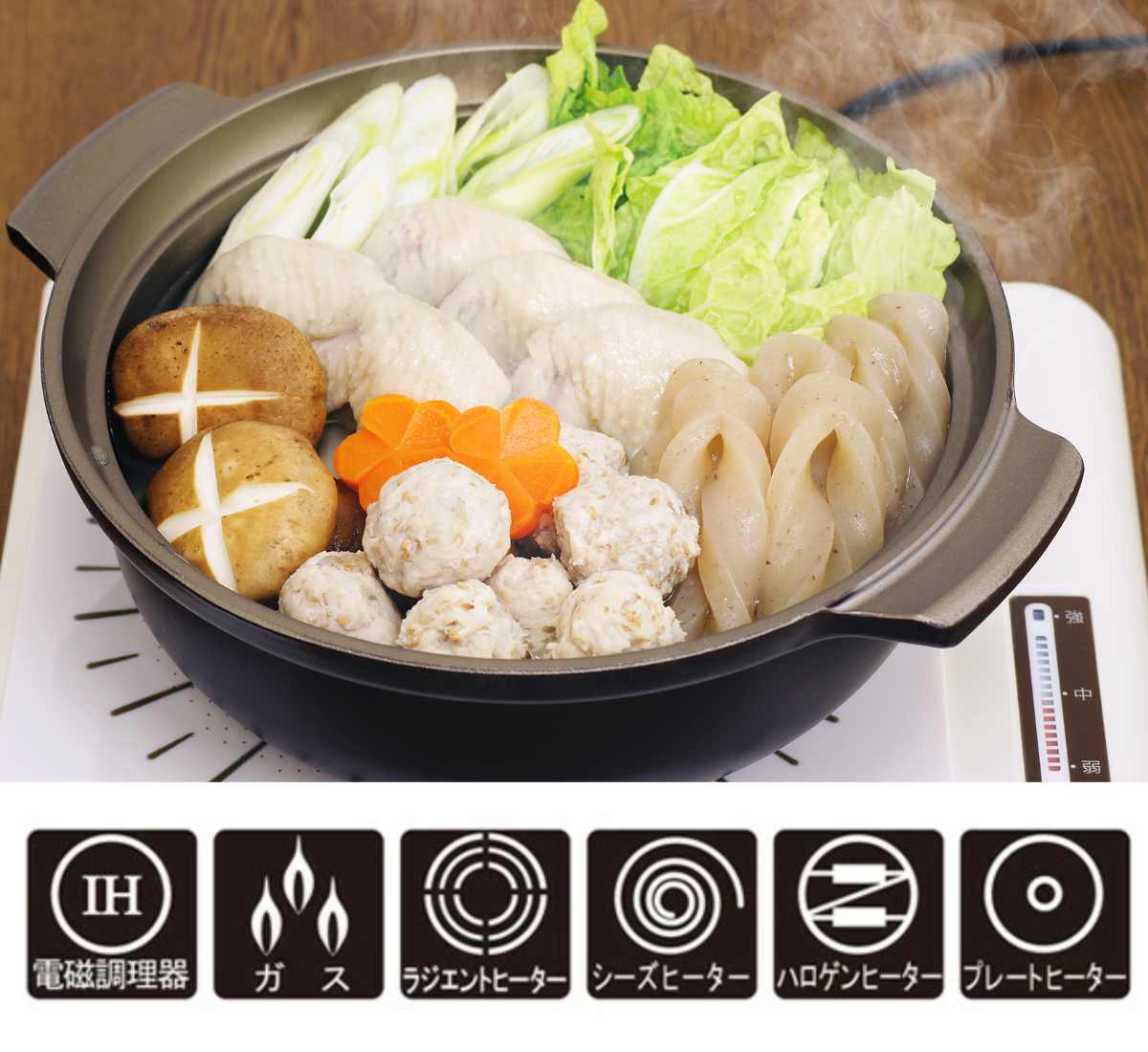 ウルシヤマ金属工業 卓上鍋 8号 IH対応 IH味彩鍋 （ ガス火対応 ih対応