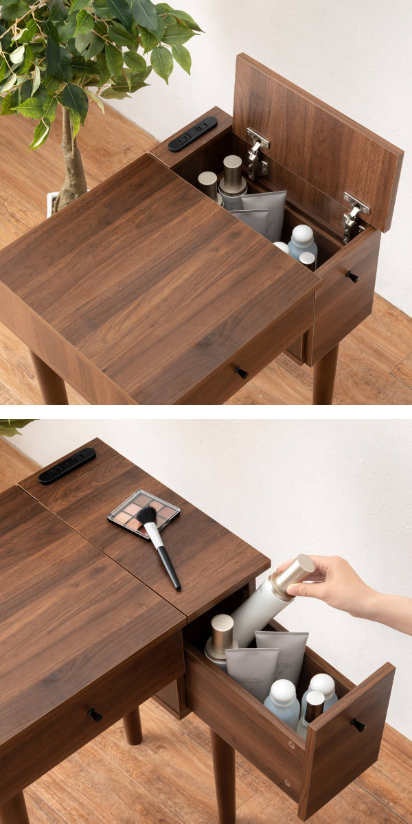 HAGiHARA（萩原） ドレッサー 幅53cm スツール 角度調節 コンセント