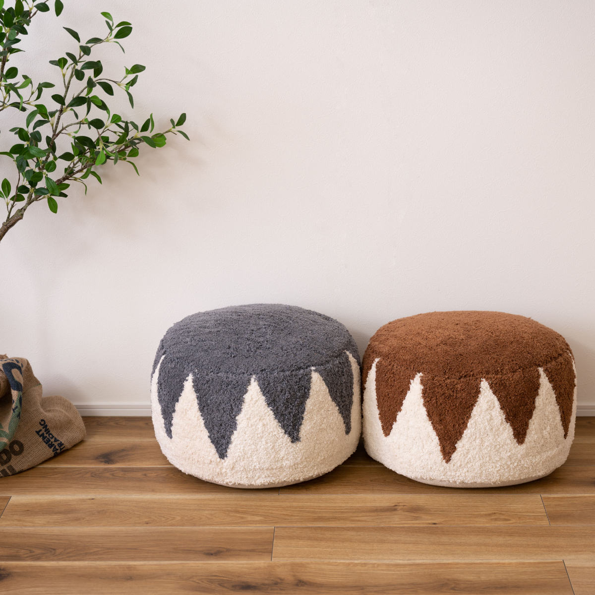 東谷 スツール 幅50cm ラウンドスツール 丸型 ビーズ （ クッション