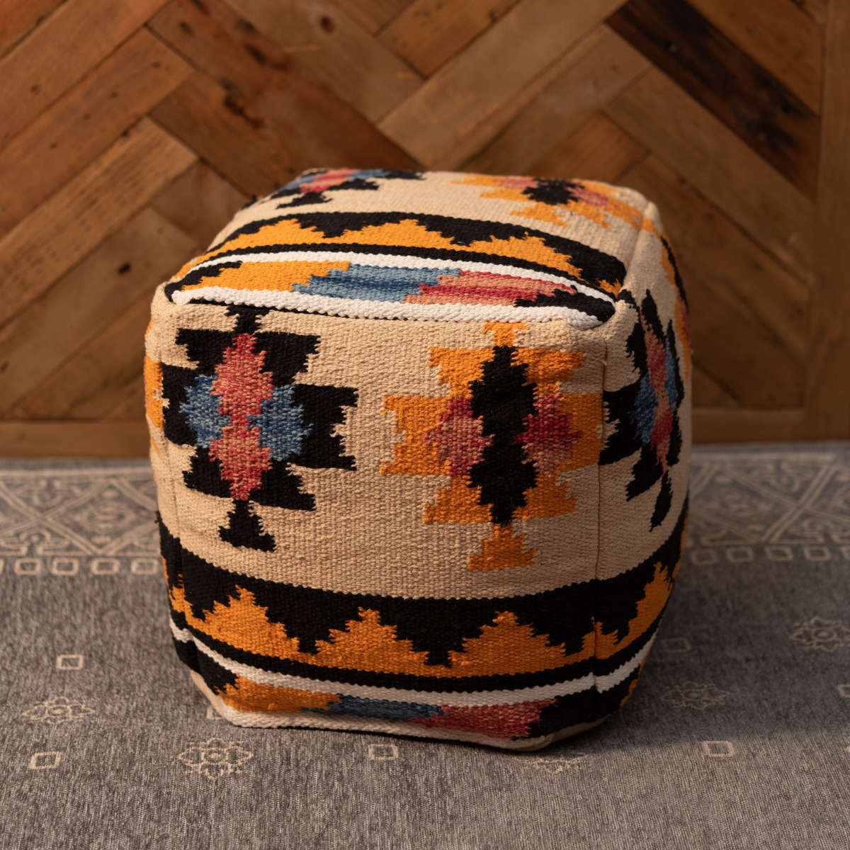 東谷 スツール 幅30cm キリムスツール オルテガ調 ビーズ