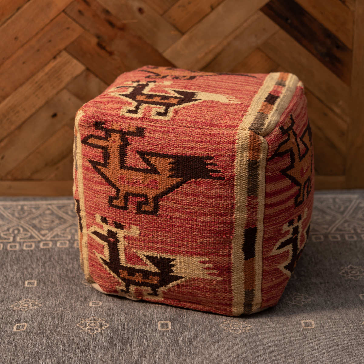 東谷 スツール 幅30cm キリムスツール オルテガ調 ビーズ