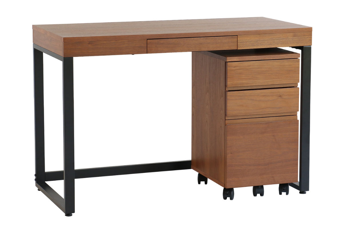 デスクワゴン ウォールナット 幅34cm 木製 3段 （ ワゴン サイドワゴン