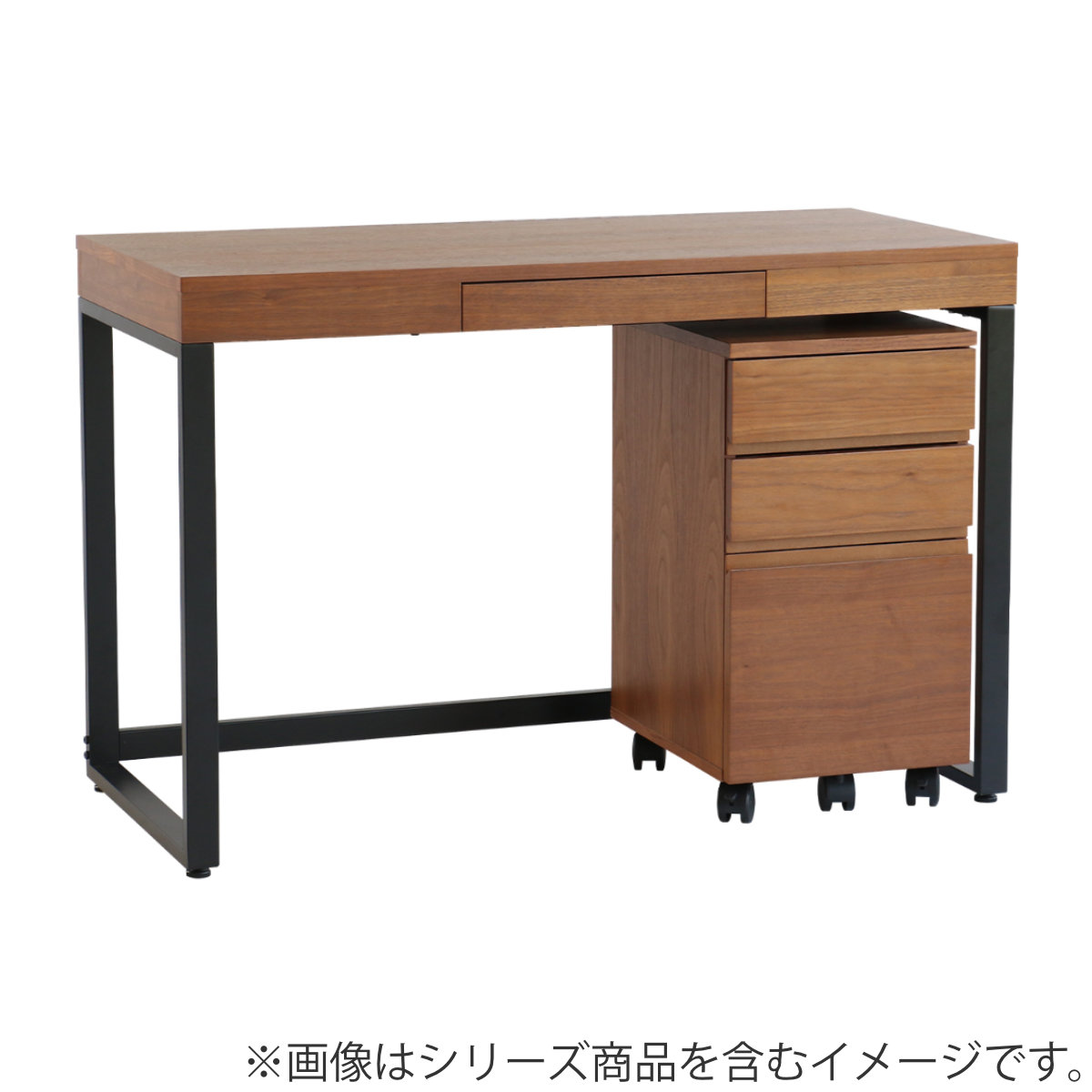 デスクワゴン ウォールナット 幅34cm 木製 3段 （ ワゴン サイドワゴン