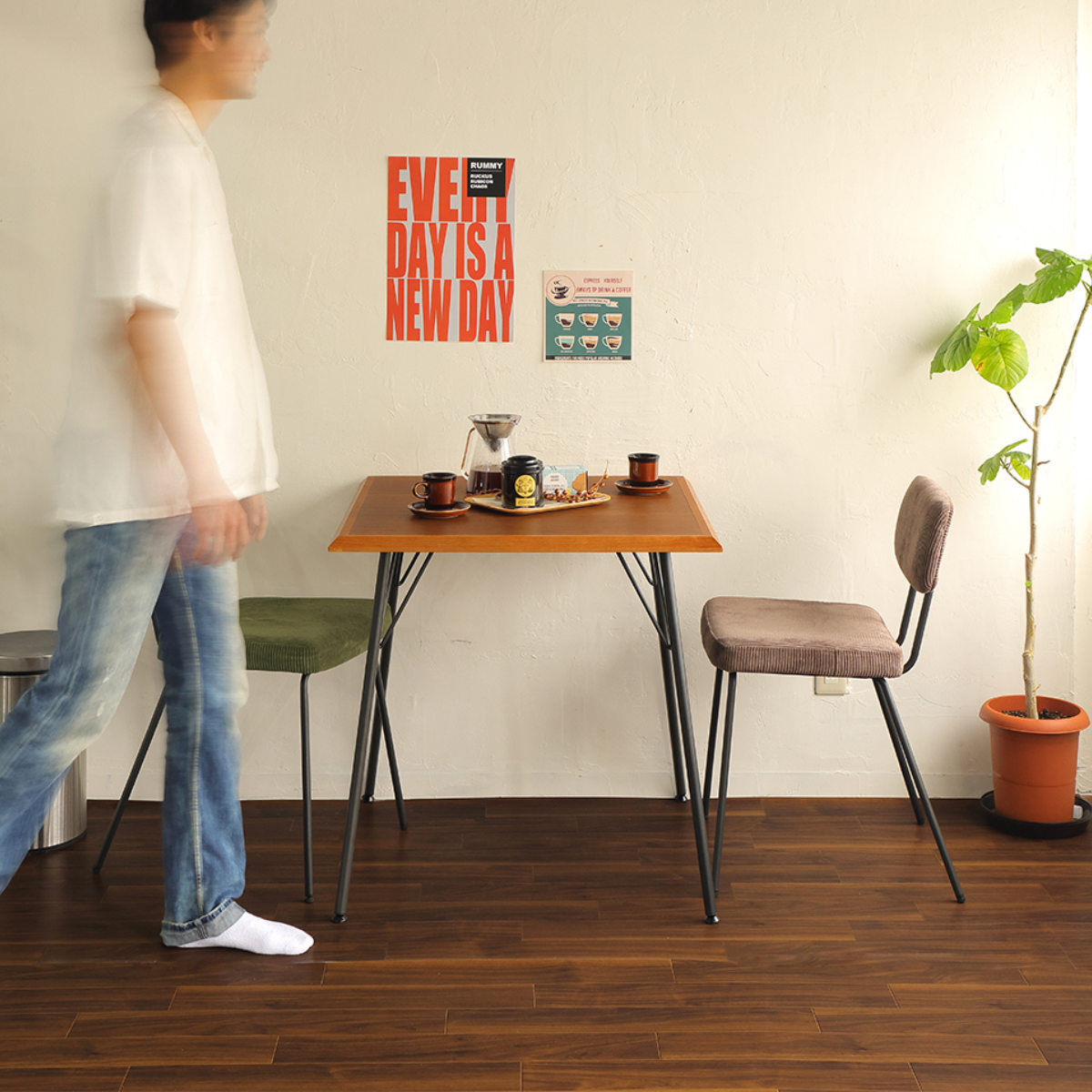 ダイニングチェア 座面高46cm RUMMY コーデュロイ （ チェア 椅子 食卓