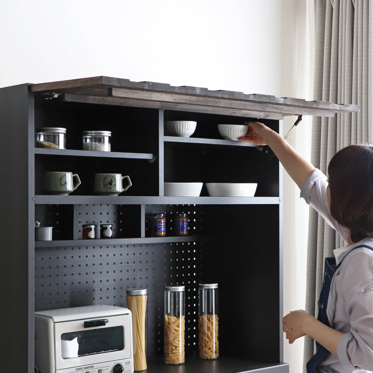 東馬（Tohma） キッチンボード 食器棚 板扉上台 ダスト下台タイプ RESE