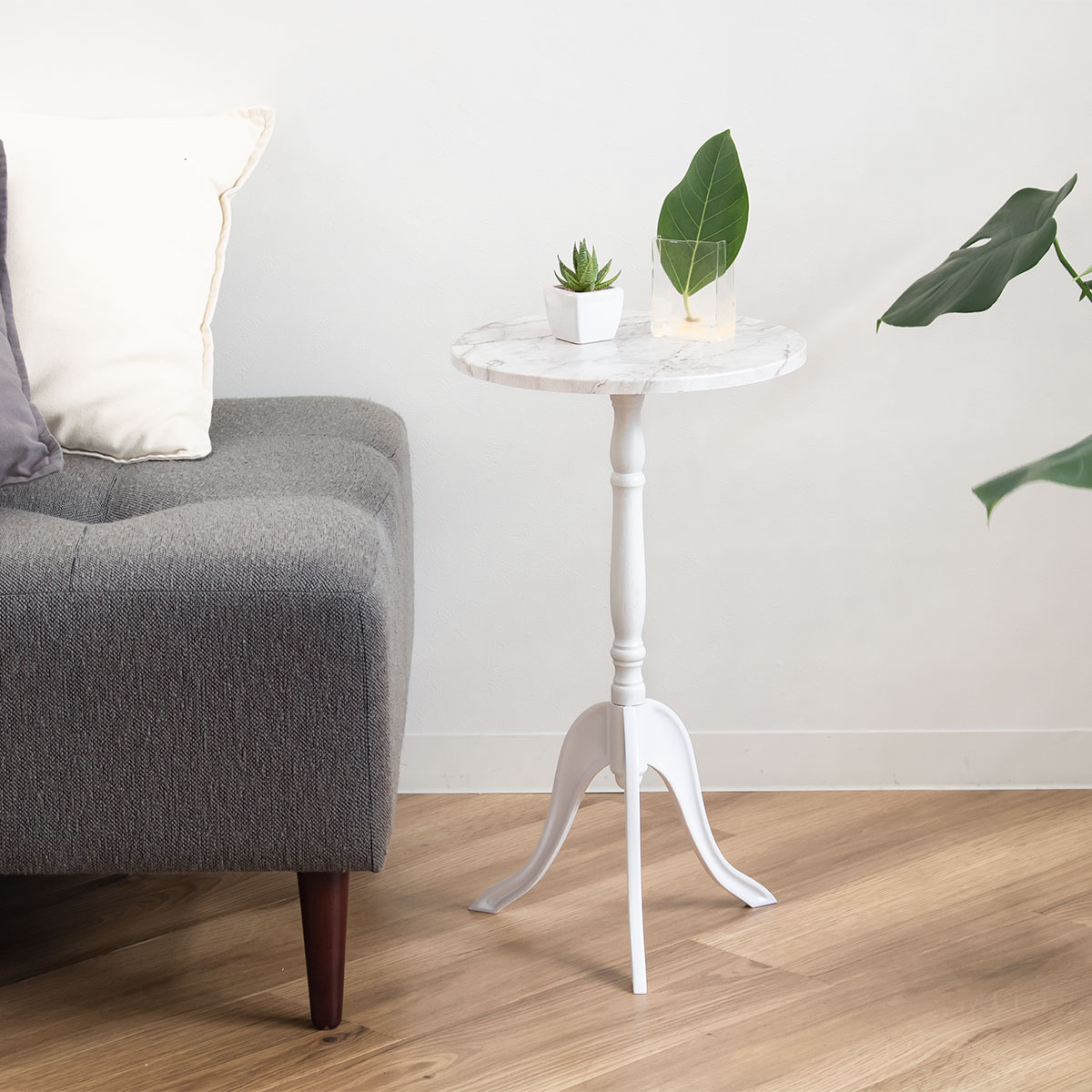 永井興産 サイドテーブル 高さ52.5cm コーディサイドテーブル 大理石風