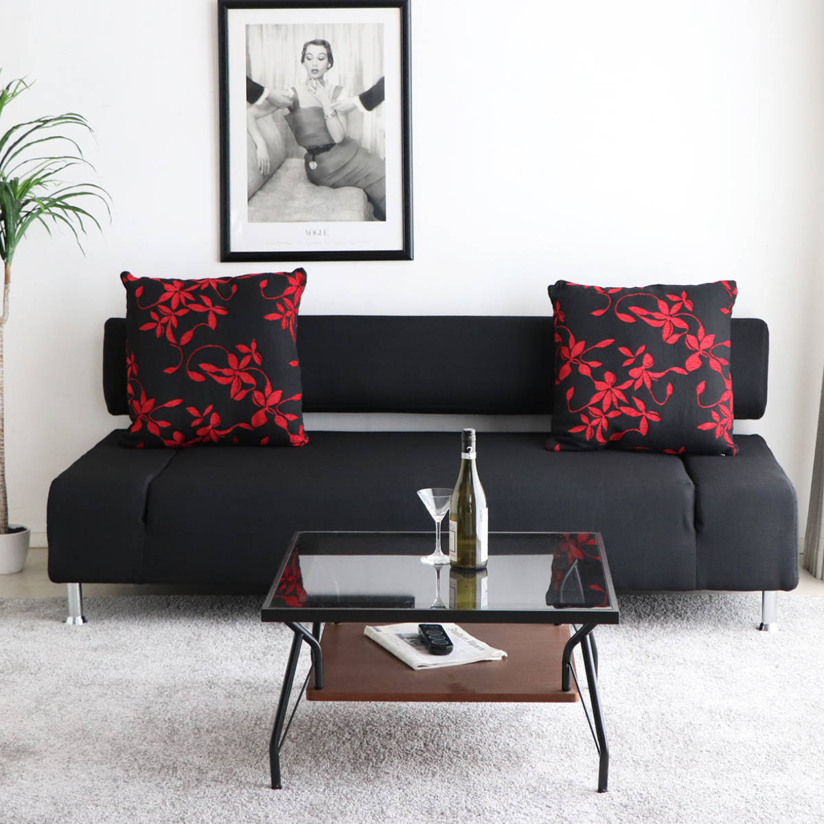 ソファーベッド 幅190cm ブラック 3段階 リクライニング クッション2個 ソファーベッド 幅190cm セミダブル B-188C （ 2人掛け 3人掛け ソファ