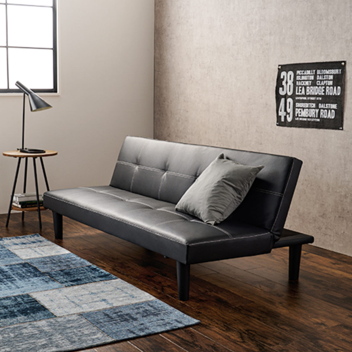 HAGiHARA（萩原） ソファーベッド 幅178cm 3人掛け レザー調 （ 開梱