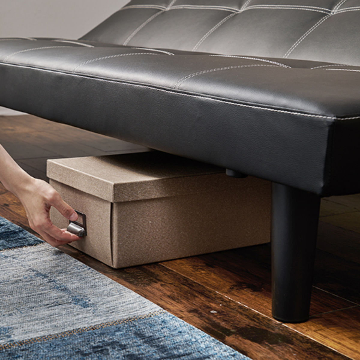 HAGiHARA（萩原） ソファーベッド 幅178cm 3人掛け レザー調 （ 開梱