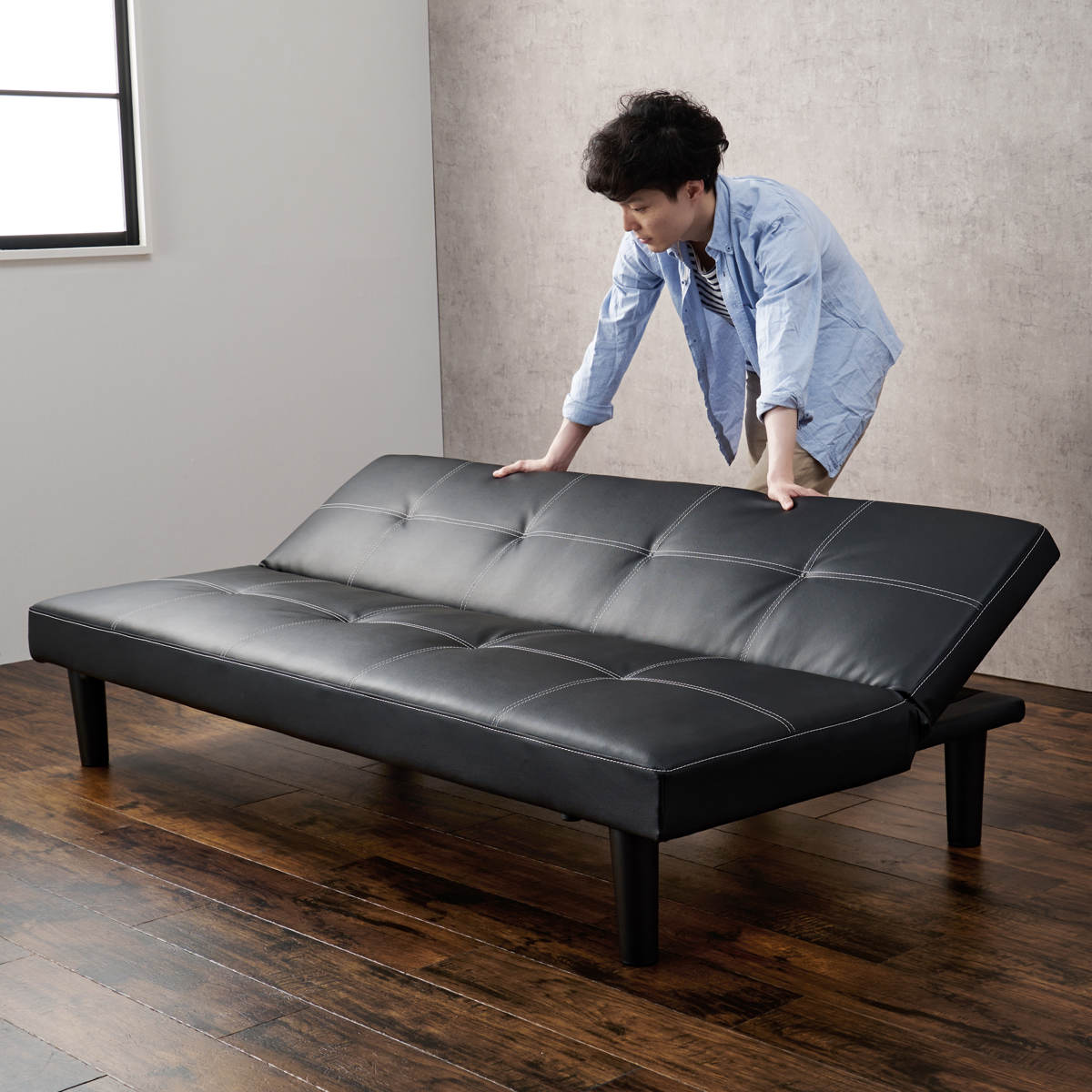 多機能ソファーベッド(シミ有) ソファーベッド ソファー 収納付き リビングソファー 幅216cm 3人掛け