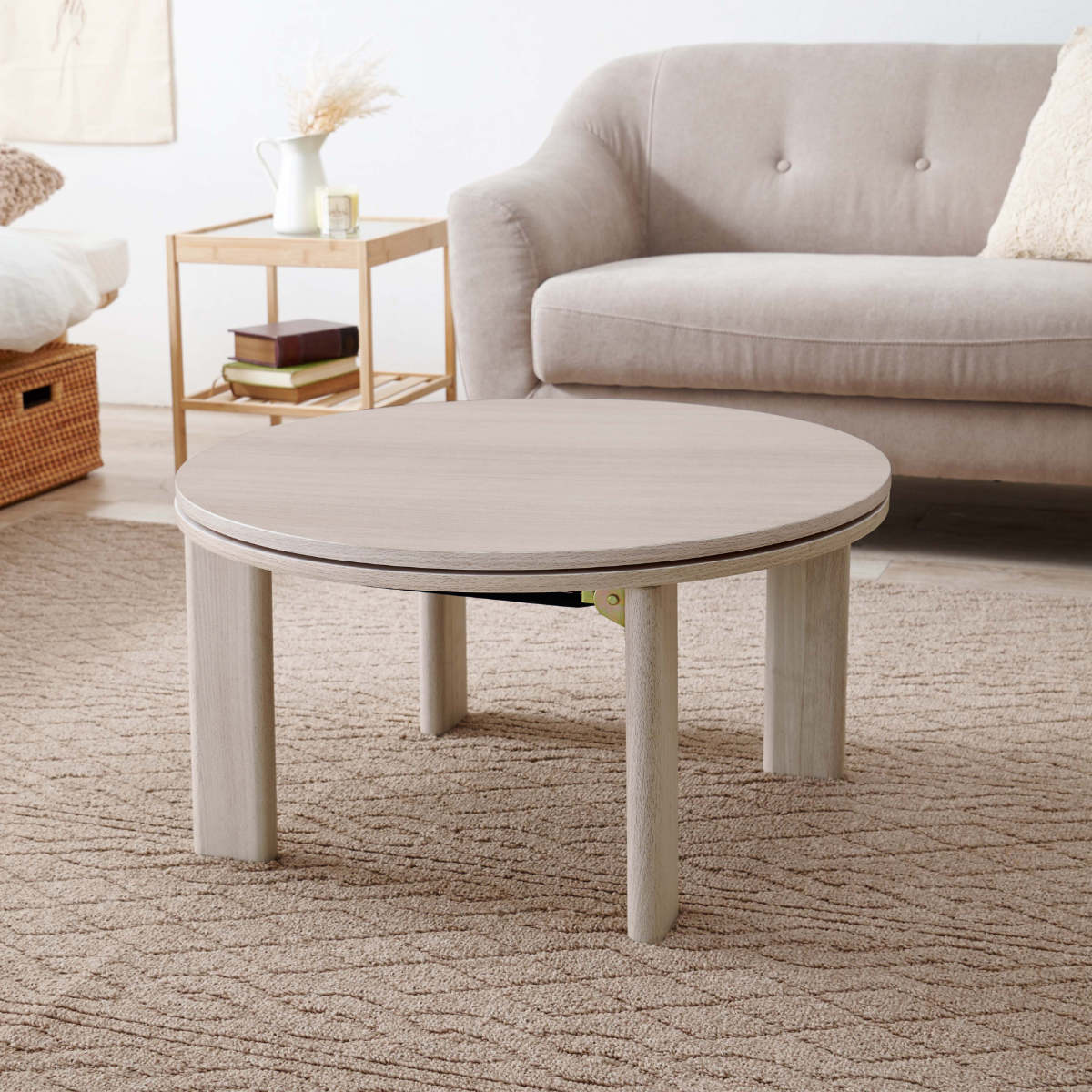 HAGiHARA（萩原） こたつ 円形 幅68cm 木目調 リバーシブル天板