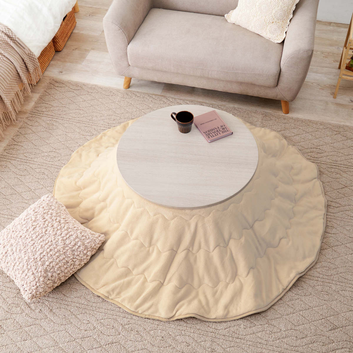 HAGiHARA（萩原） こたつ 円形 幅68cm 木目調 リバーシブル天板