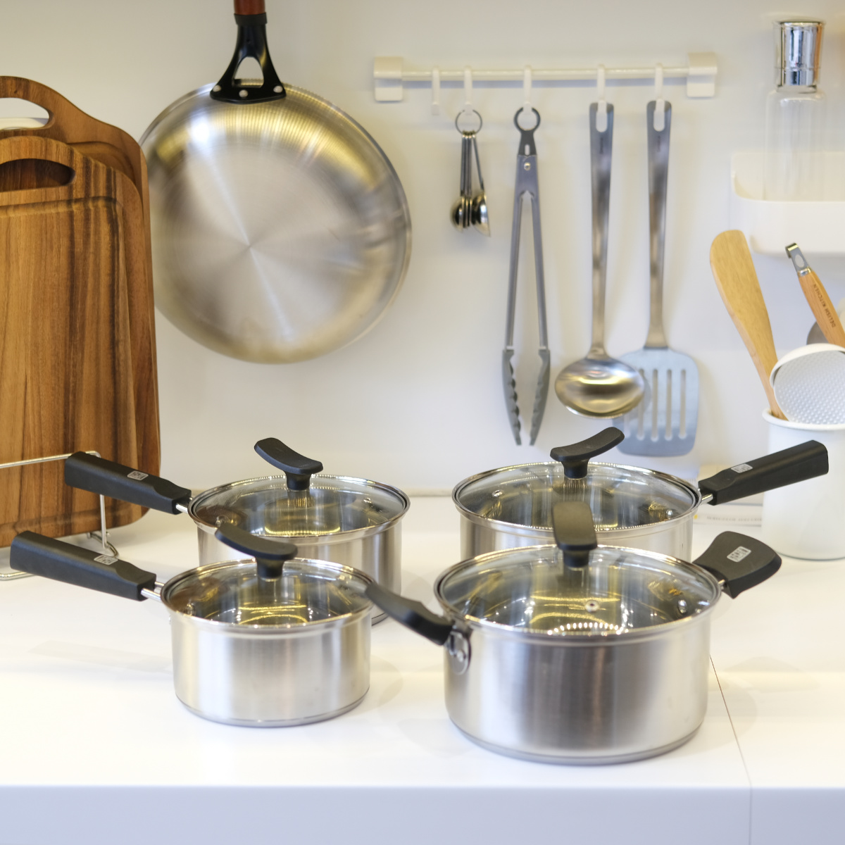 パール金属 片手鍋 16cm IH対応 チーノ ステンレス製 3層底 ガラス蓋