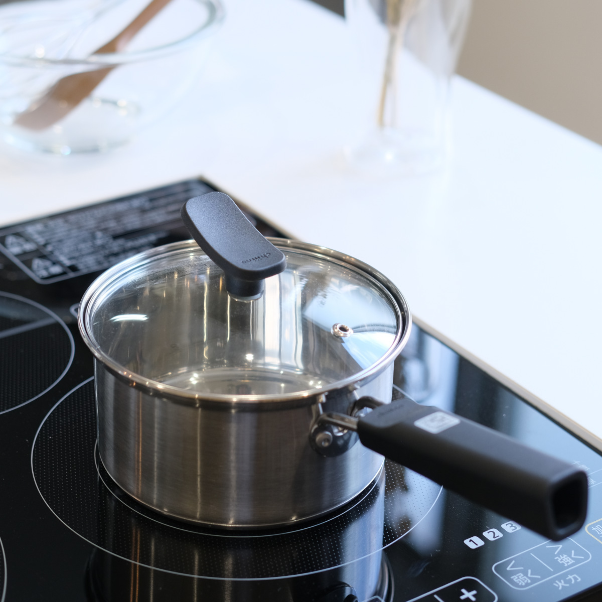 パール金属 片手鍋 18cm IH対応 チーノ ステンレス製 3層底 ガラス蓋