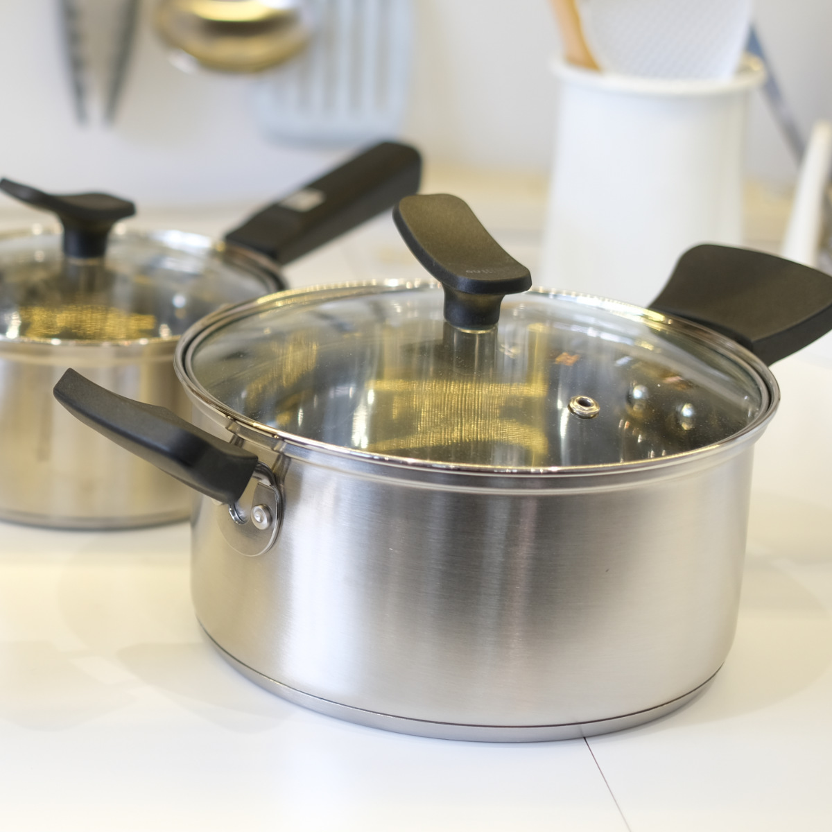 パール金属 両手鍋 18cm IH対応 チーノ ステンレス製 3層底 ガラス蓋