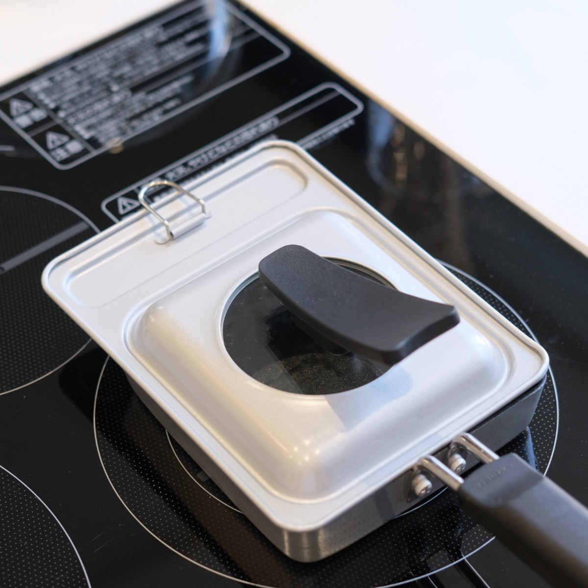 パール金属 卵焼き器 蓋 13×18cm チーノ ガラス窓付き スタンド式