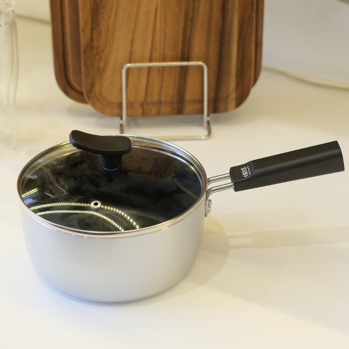 パール金属 片手鍋 16cm IH対応 チーノ フッ素加工 ガラス蓋付き