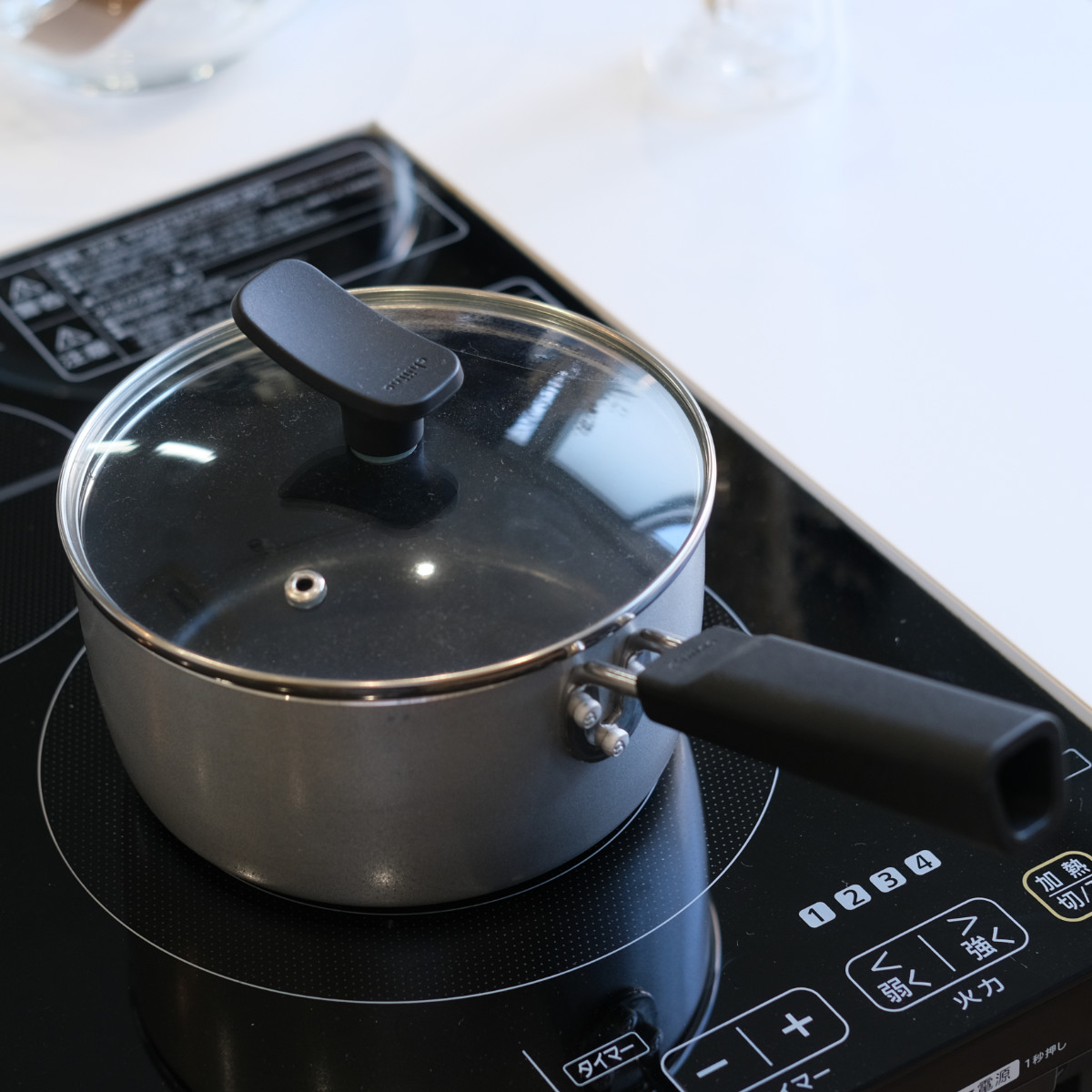 パール金属 片手鍋 16cm IH対応 チーノ フッ素加工 ガラス蓋付き