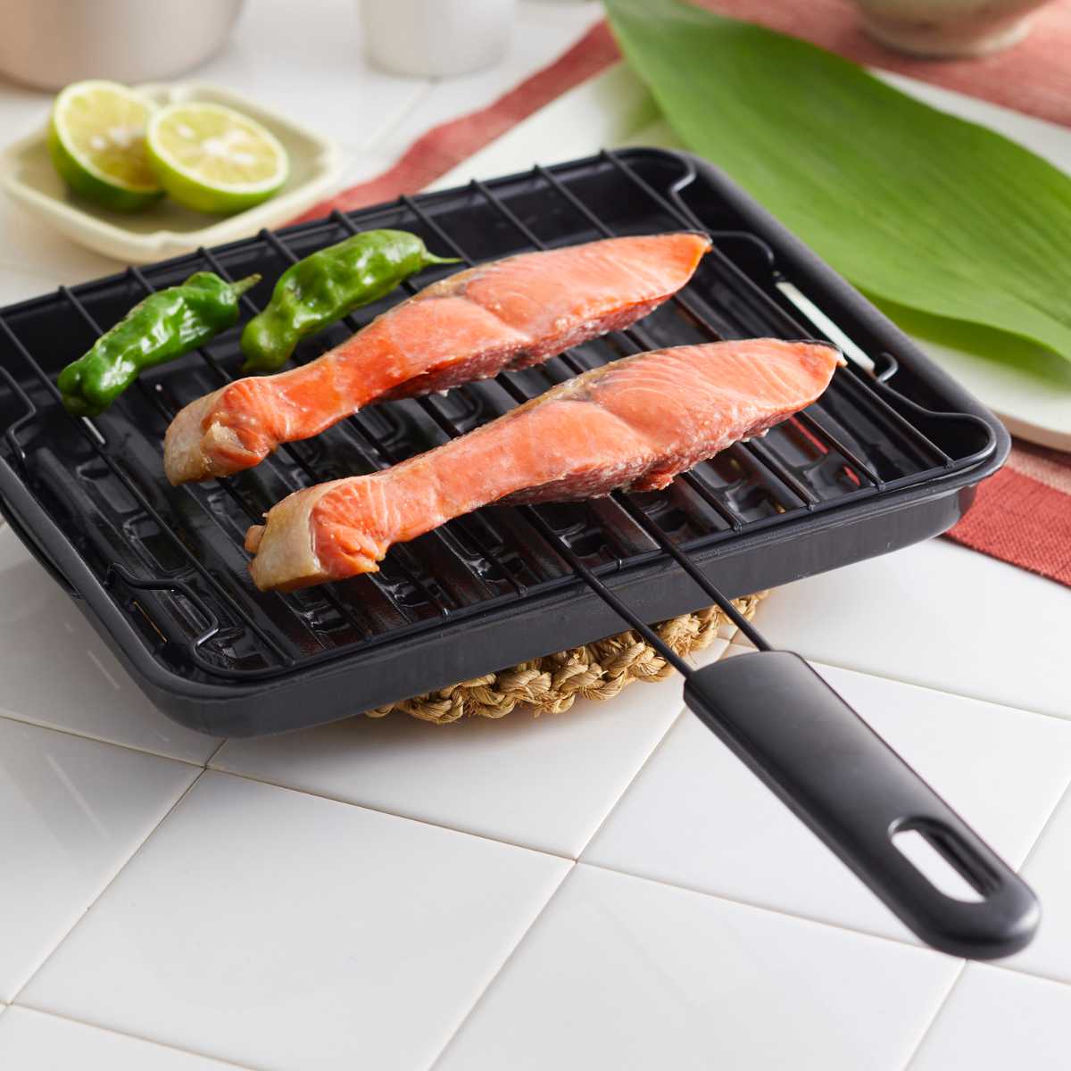 竹原製缶 魚焼き網 ガス火専用 セラグリル ホーロー加工 M （ 直火 魚