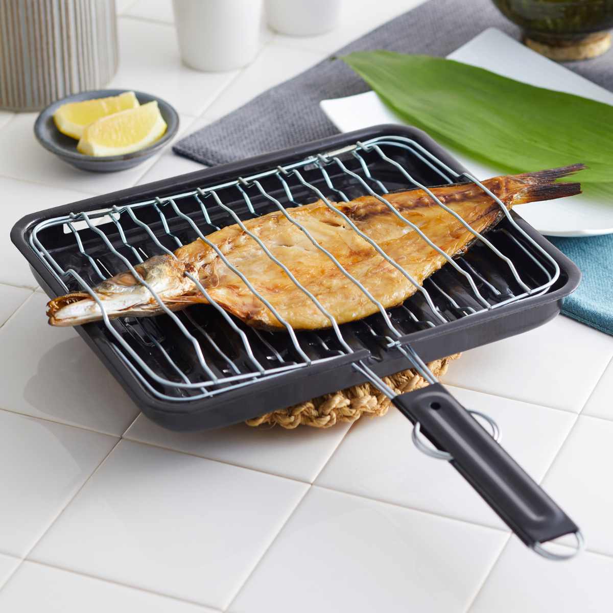 竹原製缶 魚焼き網 ガス火専用 セラグリル ホーロー加工 合わせ網 M