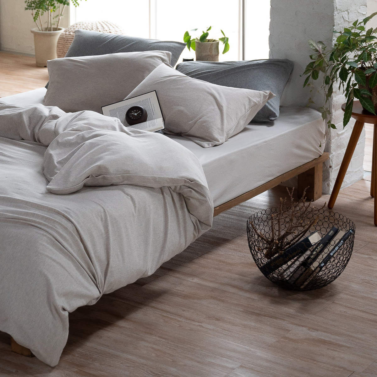 掛け布団カバー Fab the Home シングル ヘリンボーンニット 綿100