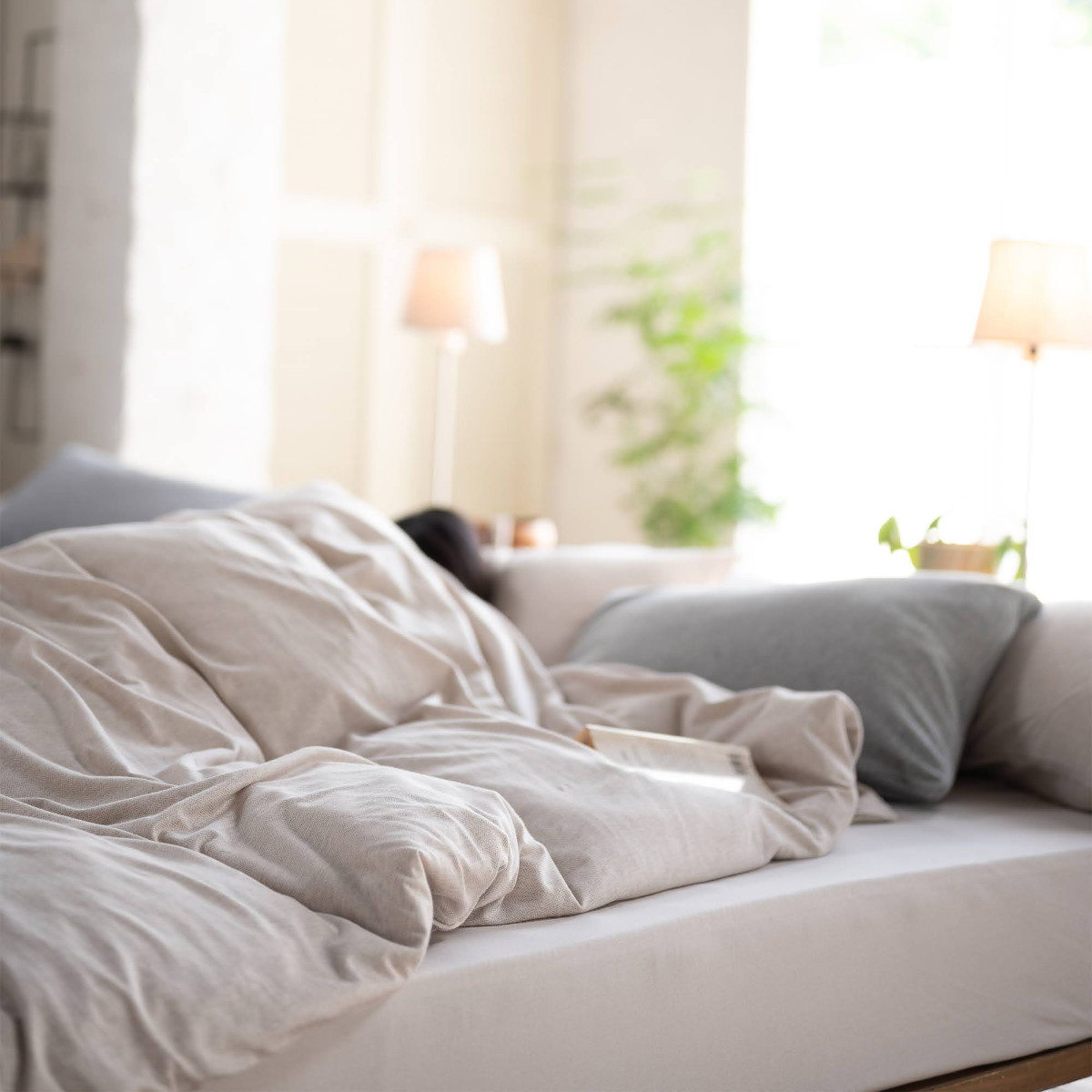 掛け布団カバー Fab the Home シングル ヘリンボーンニット 綿100