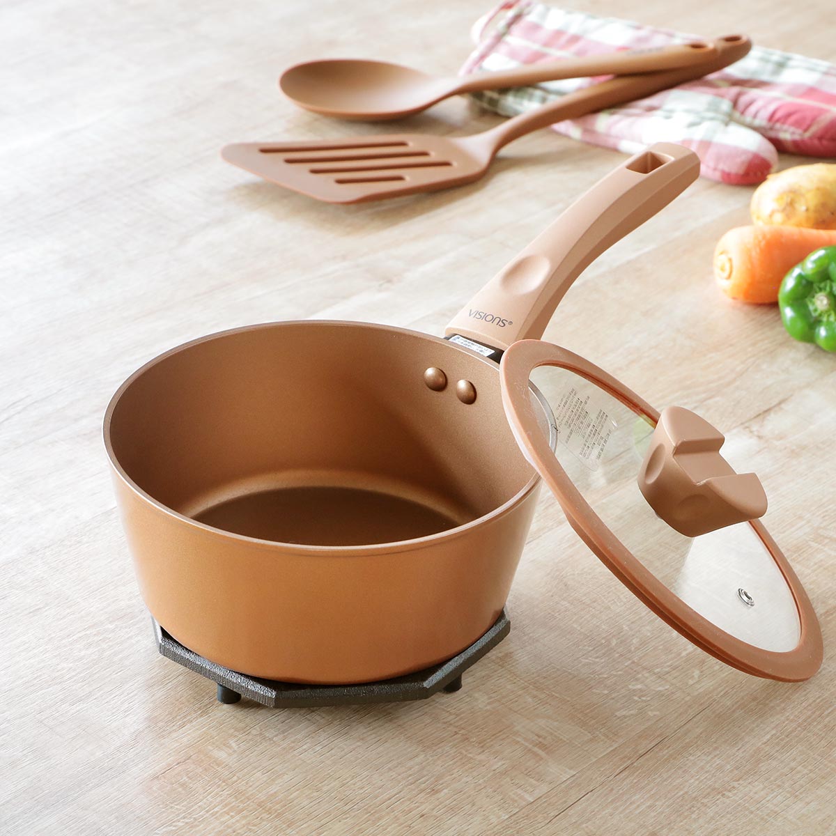 パール金属 片手鍋 18cm IH対応 VISIONS GOLD Coating ソースパン
