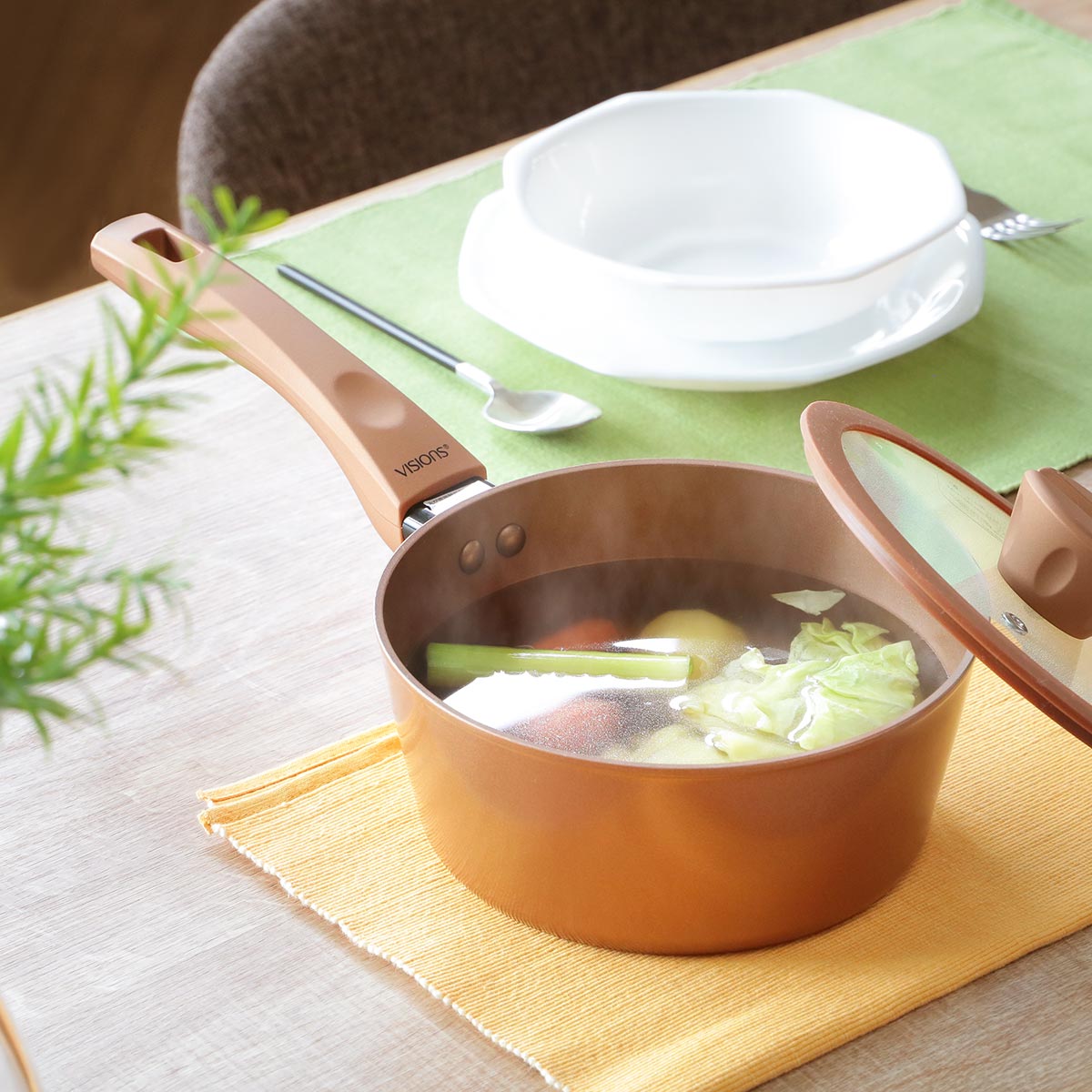 パール金属 片手鍋 18cm IH対応 VISIONS GOLD Coating ソースパン