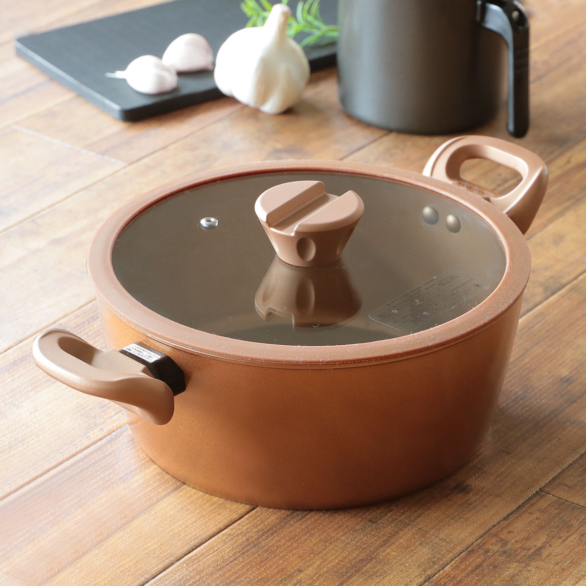 パール金属 両手鍋 24cm IH対応 VISIONS GOLD Coating シチューポット