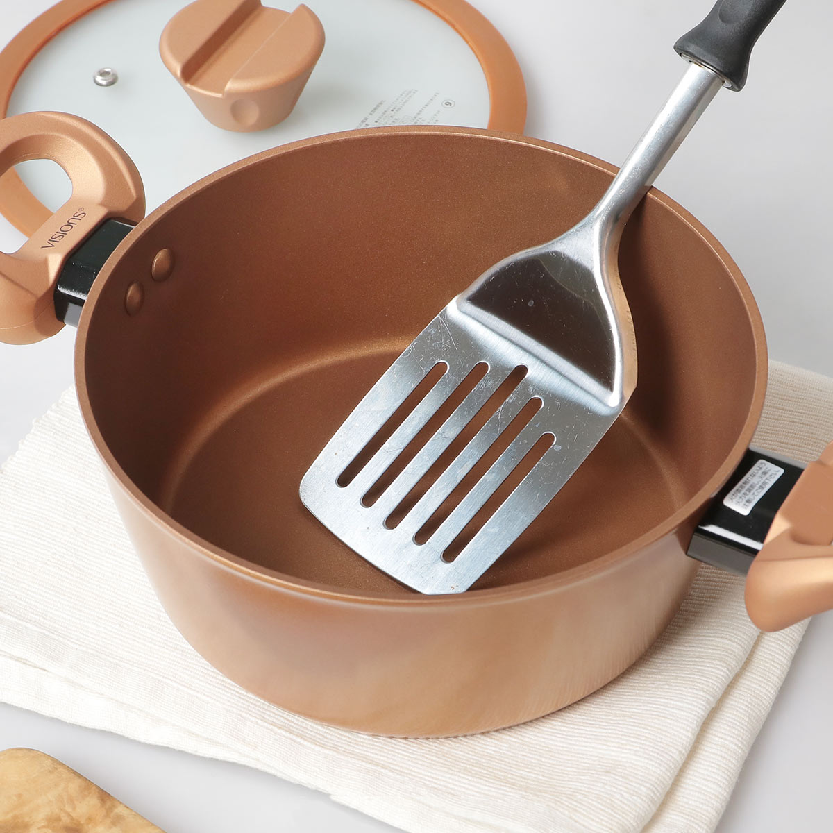 パール金属 両手鍋 24cm IH対応 VISIONS GOLD Coating シチューポット