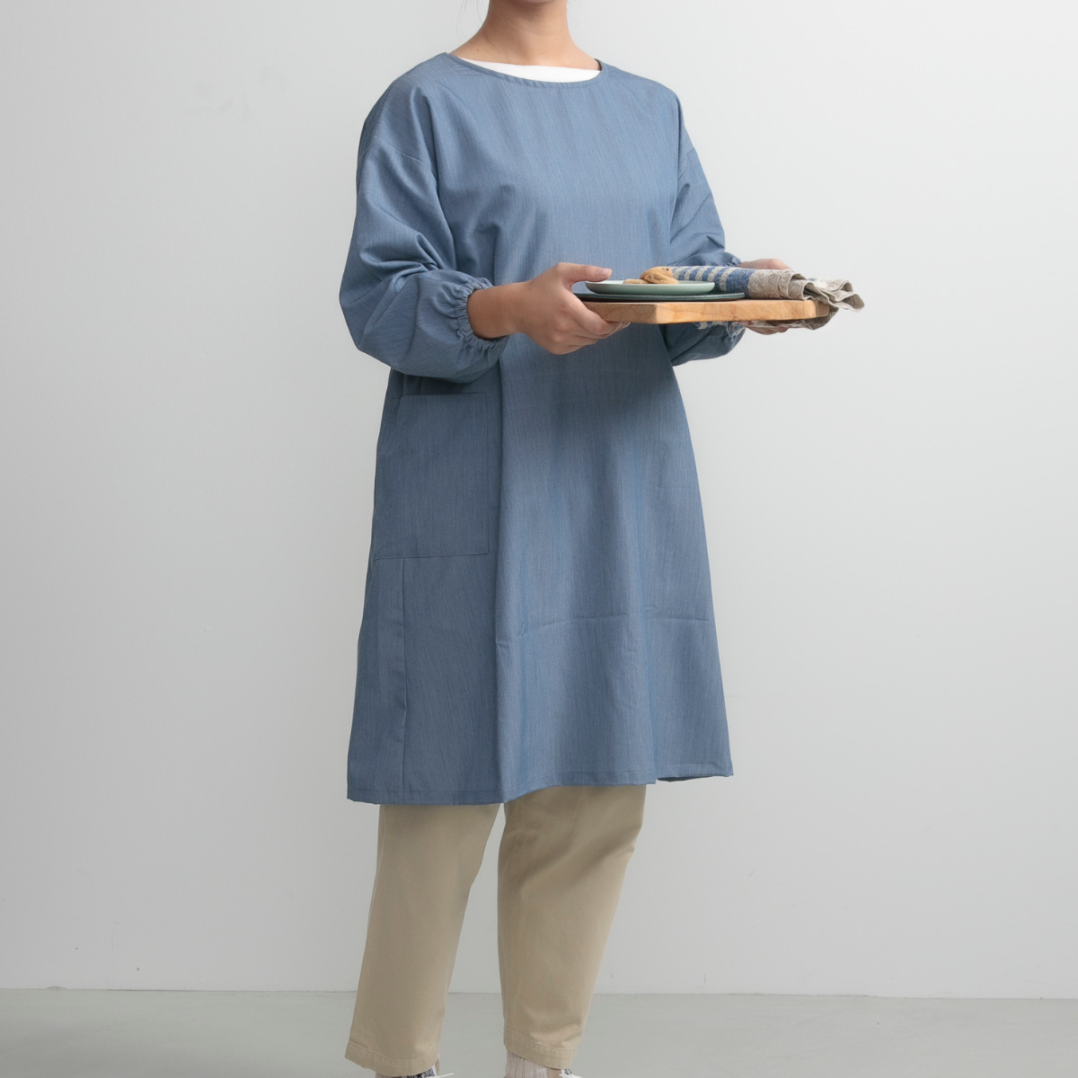 エプロン 無地 イージーケアのミドル丈割烹着 COCOWALK （ ココ