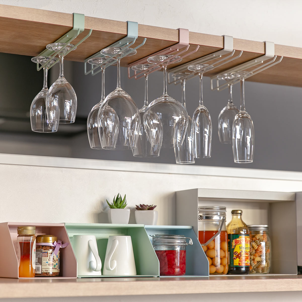 ワイングラスハンガー Lafun ペールカラー （ ラファン スチール 吊