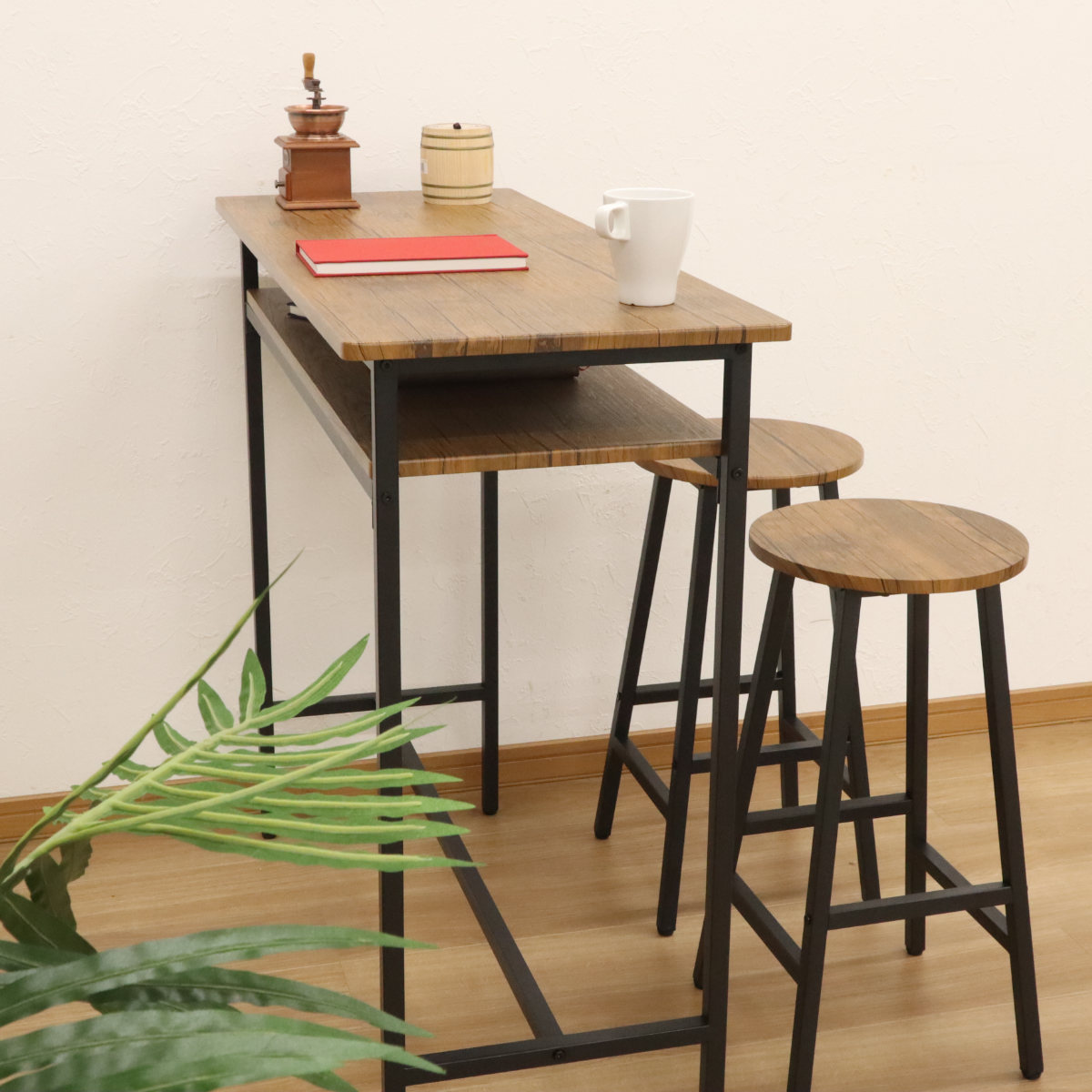 エイ・アイ・エス カウンターテーブル 幅100cm 奥行40cm ラック 木目調