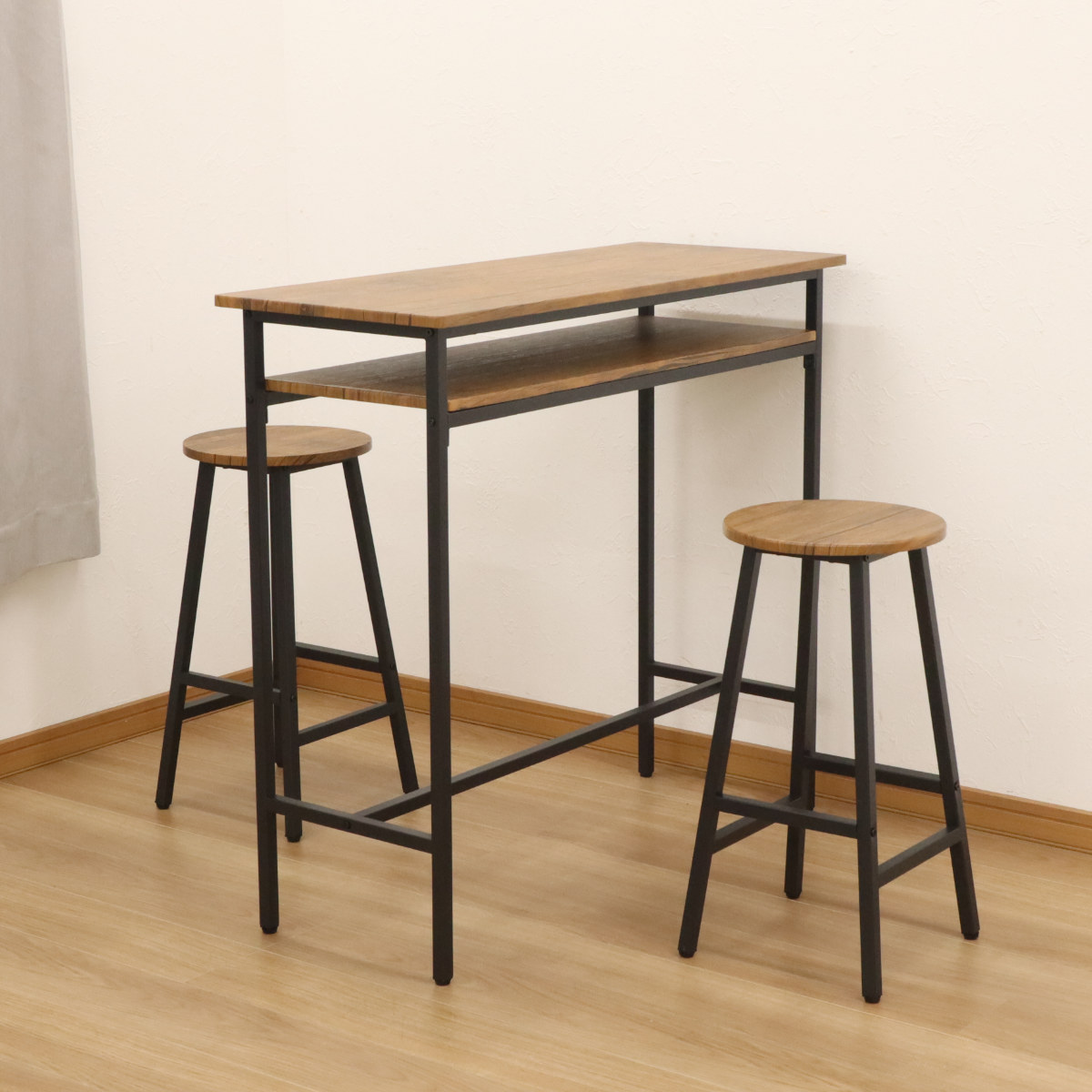 エイ・アイ・エス カウンターテーブル 幅100cm 奥行40cm ラック 木目調