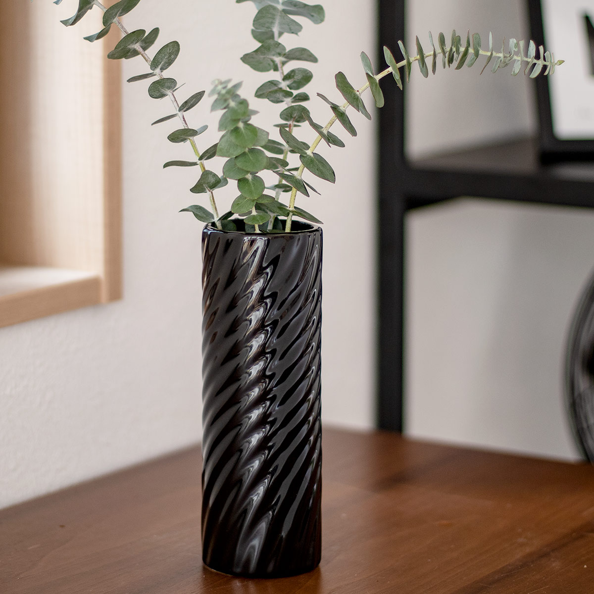 花瓶 モノトーンフラワーベース 陶器 直径7×高さ20cm （ フラワー