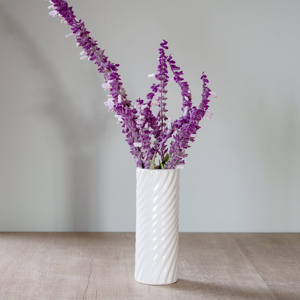 花瓶 モノトーンフラワーベース 陶器 直径7×高さ20cm （ フラワー