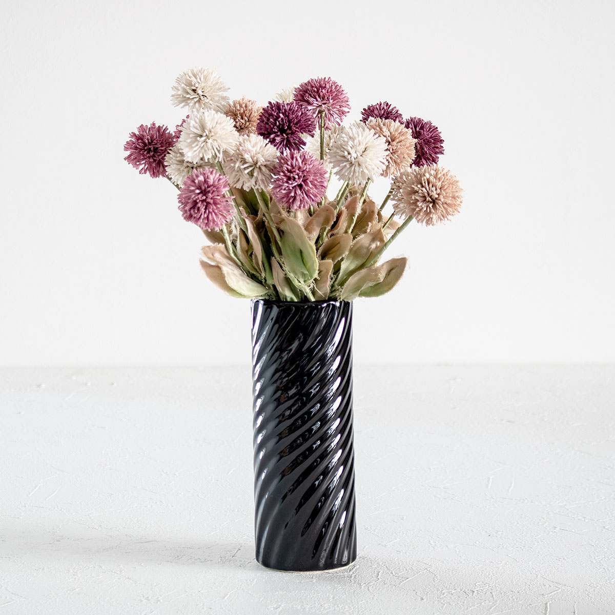 花瓶 モノトーンフラワーベース 陶器 直径6×高さ16cm （ フラワー