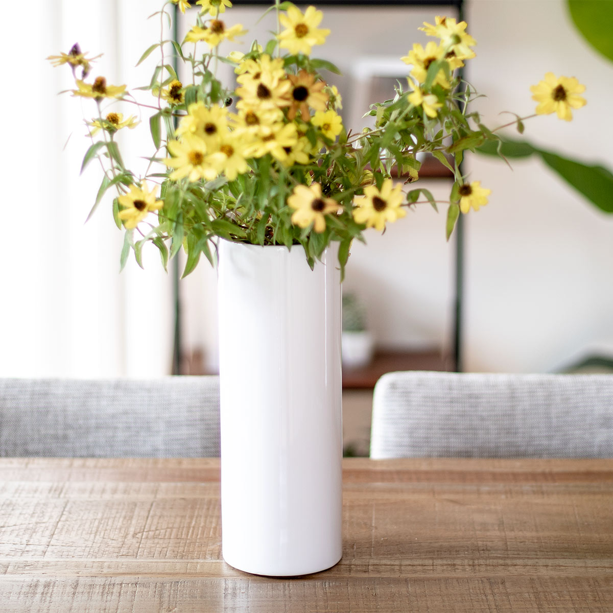 花瓶 モノトーンフラワーベース 陶器 直径10.5×高さ30cm （ フラワー