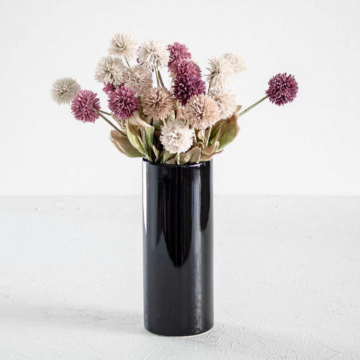 花瓶 モノトーンフラワーベース 陶器 直径9×高さ24cm （ フラワー