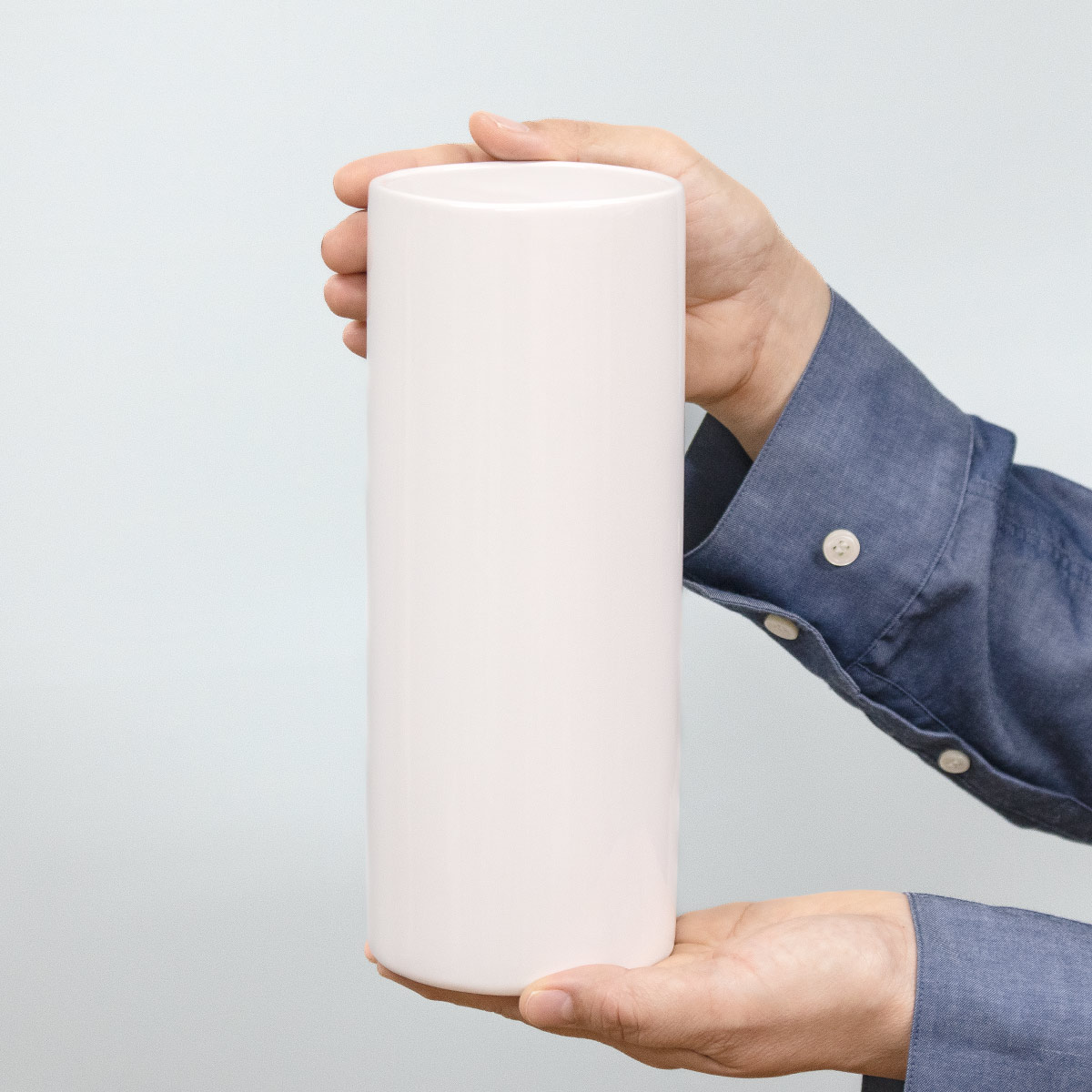 花瓶 モノトーンフラワーベース 陶器 直径9×高さ24cm （ フラワー
