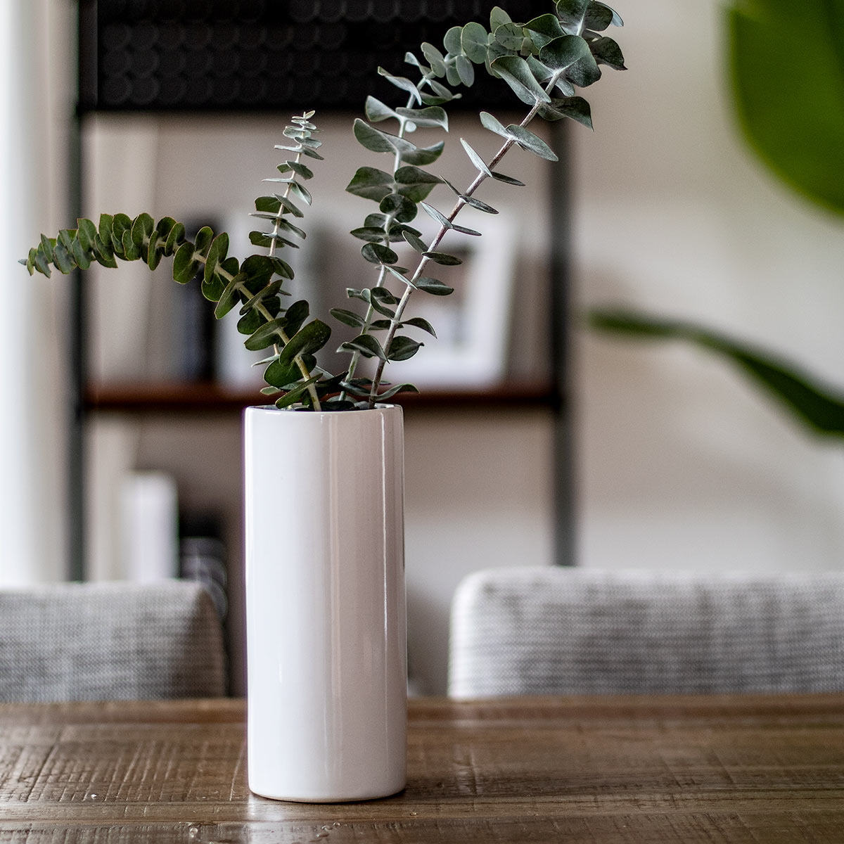 花瓶 モノトーンフラワーベース 陶器 直径9×高さ24cm （ フラワー